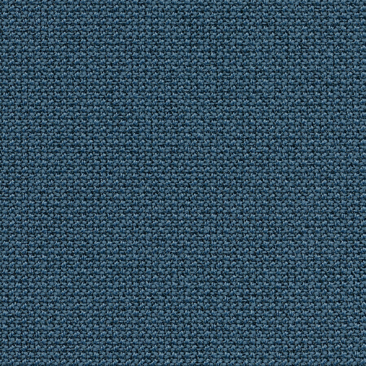 Nahaufnahme eines blauen Stoffmusters in gleichmäßiger Webstruktur, Draufsicht.