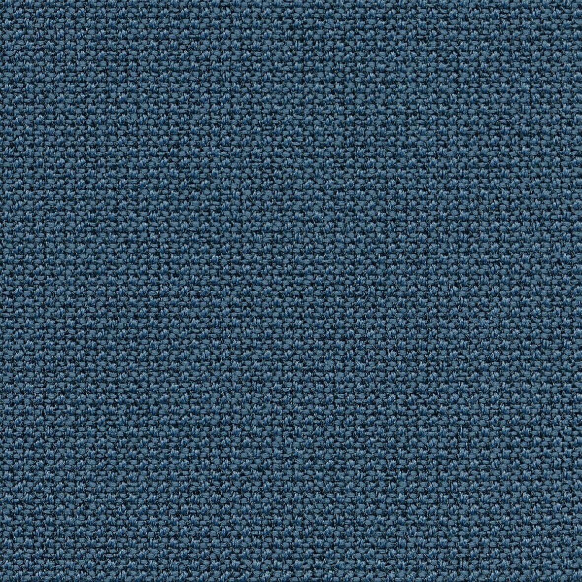 Nahaufnahme eines blauen Stoffmusters in gleichmäßiger Webstruktur, Draufsicht.