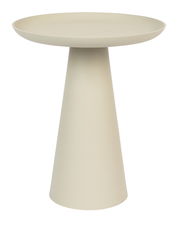 Moderner, konischer Beistelltisch in Beige, seitliche Perspektive