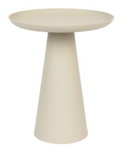 Moderner, konischer Beistelltisch in Beige, seitliche Perspektive