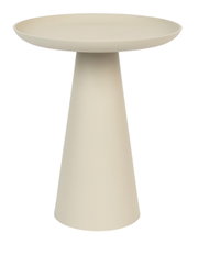 Moderne, conische bijzettafel in beige, zijaanzicht