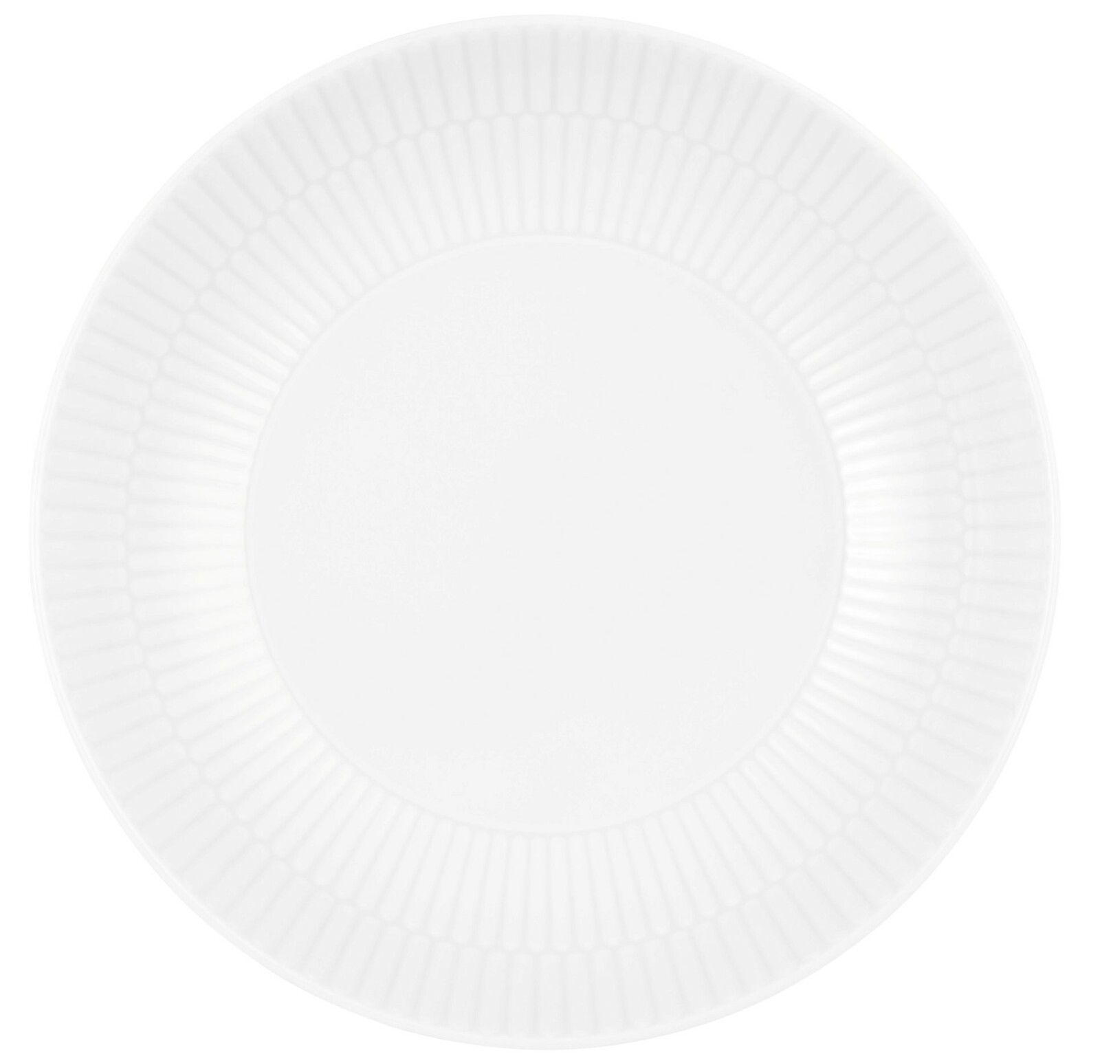 Runder weißer Suppenteller mit geriffeltem Rand, Draufsicht