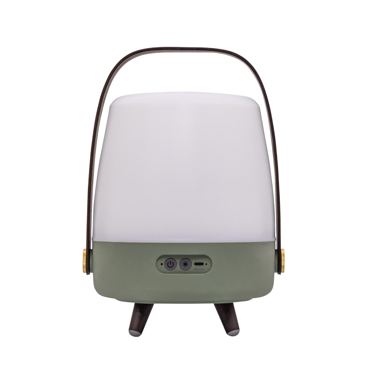 Tragbare Lampe in Petroleumfarbe mit Griff, Vorderansicht
