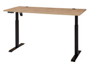 Elektrisch höhenverstellbarer Schreibtisch aus Melamin mit schwarzem Gestell, seitliche Perspektive