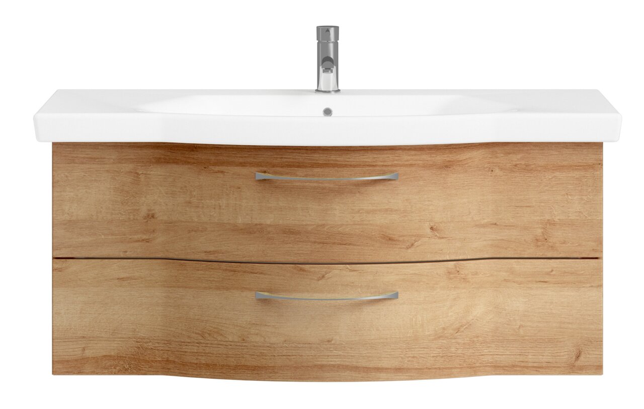 Pelipal Waschtischlösung SERIE 6005 SPRINT Moderner Waschtisch mit Holzoptik und zwei Schubladen, Frontansicht