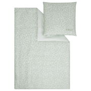 Satinbettwäsche 155x220cm in hellem Grün mit dezentem Muster, Draufsicht