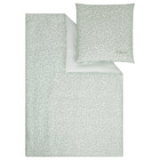 Satinbettwäsche 155x220cm in hellem Grün mit dezentem Muster, Draufsicht