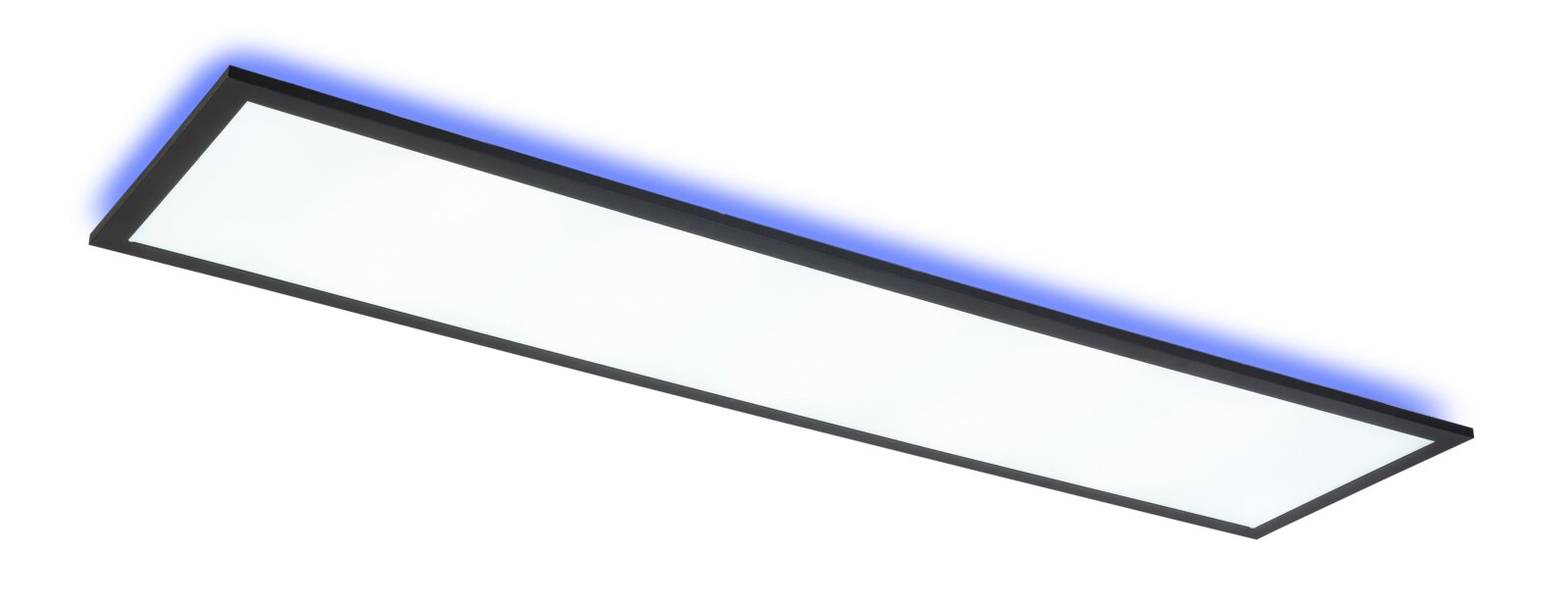 Rechteckiges LED-Paneel Backlight mit blauem Leuchtrand, seitliche Perspektive
