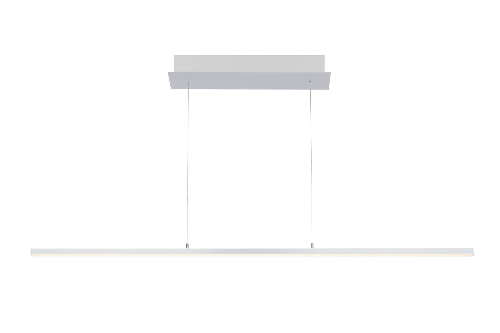 Moderne LED-Hängeleuchte in minimalistischem Design, seitliche Perspektive