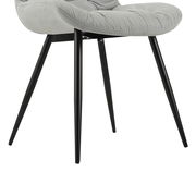 Moderner grauer Stuhl mit schwarzem Metallgestell, seitliche Perspektive