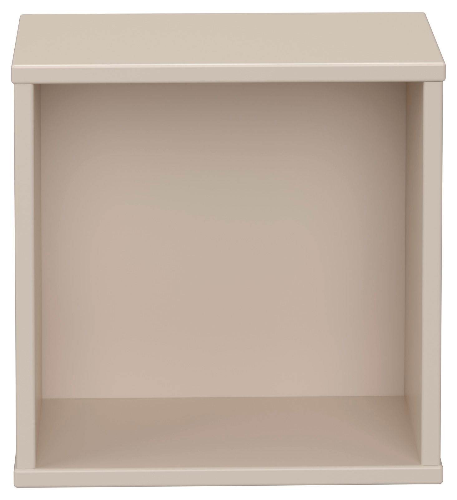 Quadratische Wandbox in Beige, frontal betrachtet