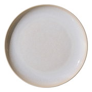 Speiseteller Laredo 27,5cm in Draufsicht mit feinem, strukturiertem Muster in Beige und Weiß.