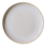 Speiseteller Laredo 27,5cm in Draufsicht mit feinem, strukturiertem Muster in Beige und Weiß.