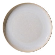 Speiseteller Laredo 27,5cm in Draufsicht mit feinem, strukturiertem Muster in Beige und Weiß.