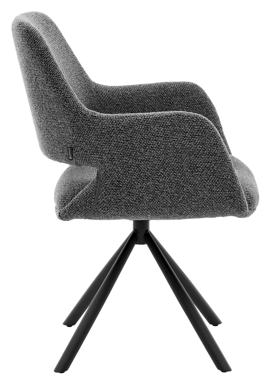 Musterring Armlehnstuhl MR TARIO Grauer Armlehnstuhl mit schwarzem Metallgestell, Seitenansicht