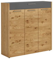 XL-Schuhkommode aus Holz mit drei Türen und einer Schublade, Frontansicht