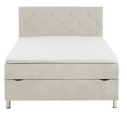 Boxbett in Beige mit gestepptem Kopfteil, Frontalansicht