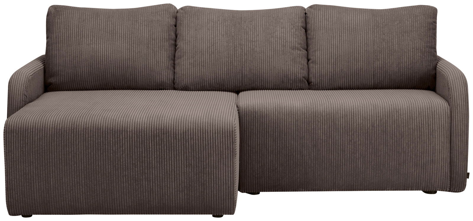 Braunes Sofa mit drei Rückenkissen, Vorderansicht