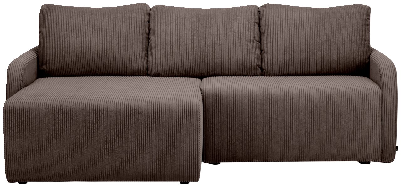 Braunes Sofa mit drei Rückenkissen, Vorderansicht