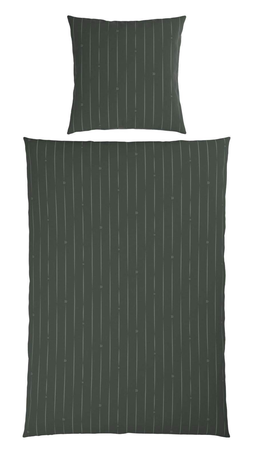 Dunkelgraue Wendebettwäsche mit feinen vertikalen Streifen, Ansicht von oben