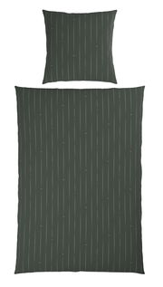 Dunkelgraue Wendebettwäsche mit feinen vertikalen Streifen, Ansicht von oben