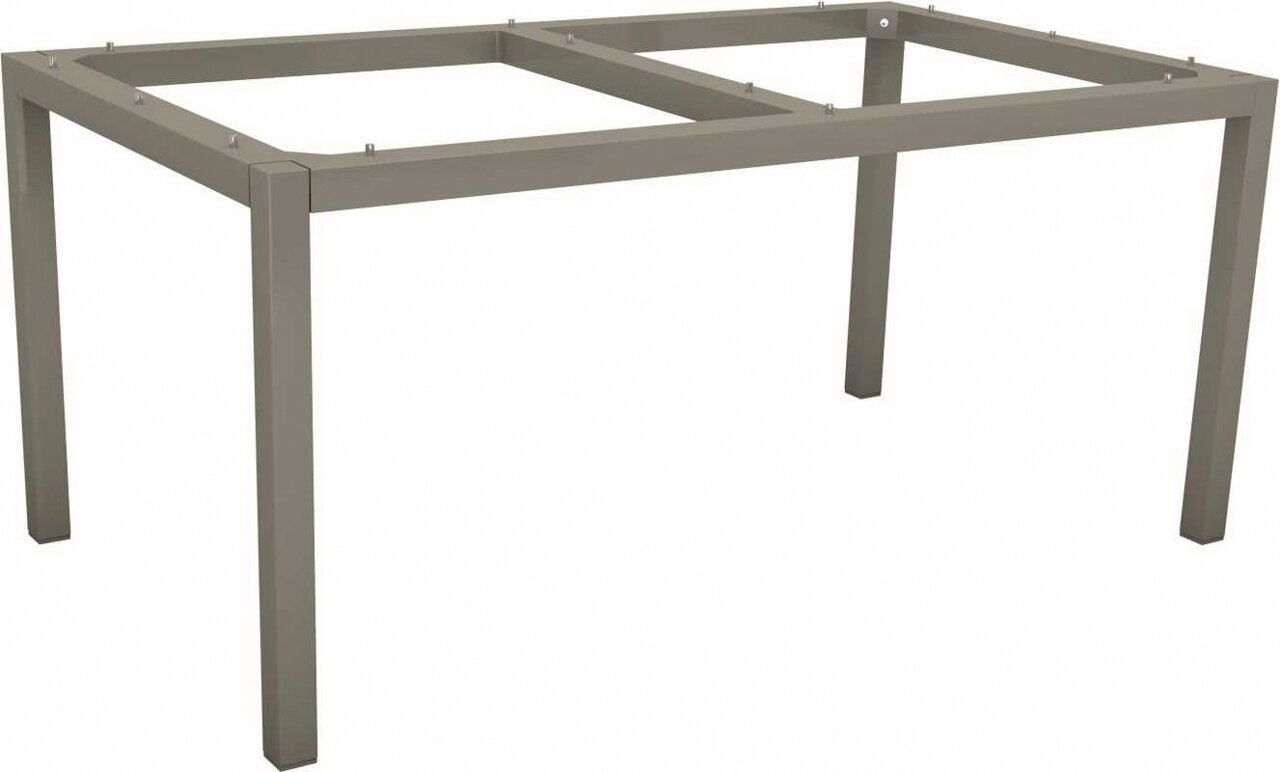 Metallisches Tischgestell in rechteckiger Form, seitliche Perspektive