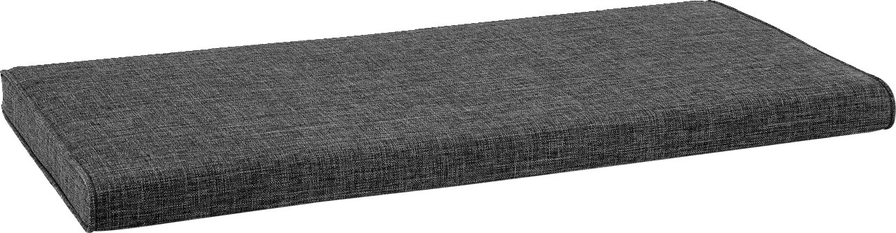 Graues Sitzkissen in rechteckiger Form, seitliche Perspektive