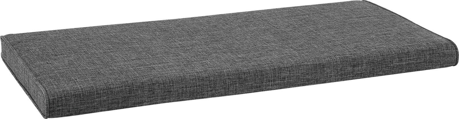 Graues Sitzkissen in rechteckiger Form, seitliche Perspektive