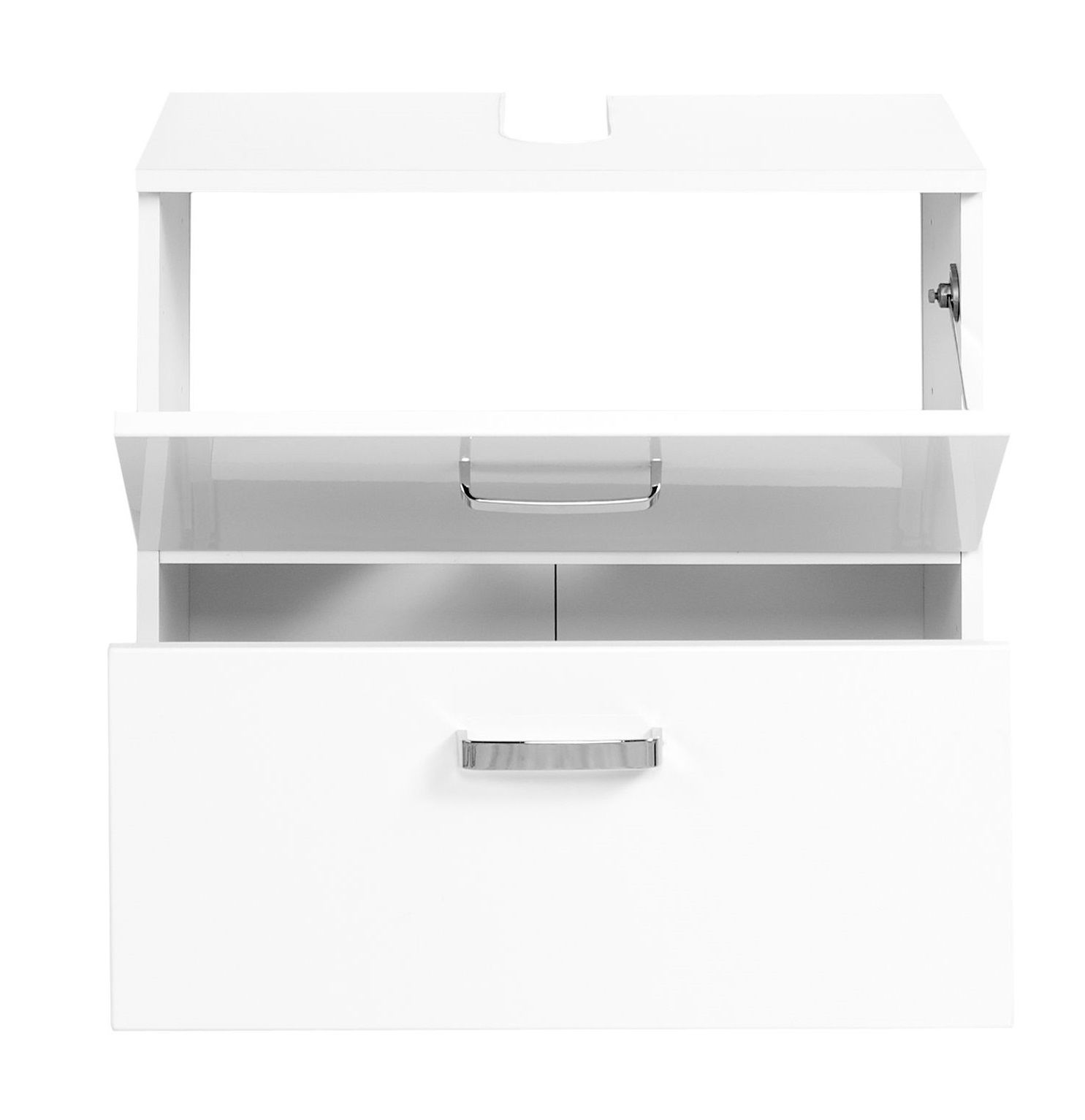 XORA Waschbeckenunterschrank BOLOGNA Weißer Waschbeckenunterschrank mit zwei Schubladen, Frontansicht