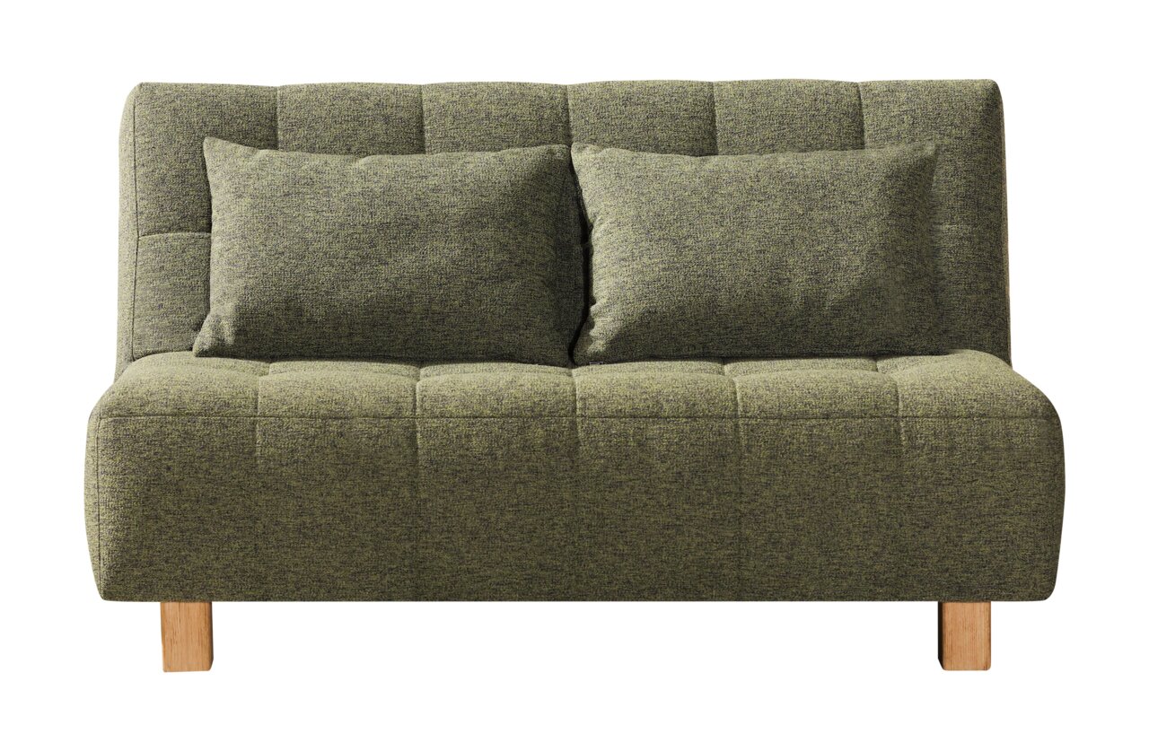 Novel Schlafsofa JUICE Grünes Faltbett mit zwei Kissen, Vorderansicht