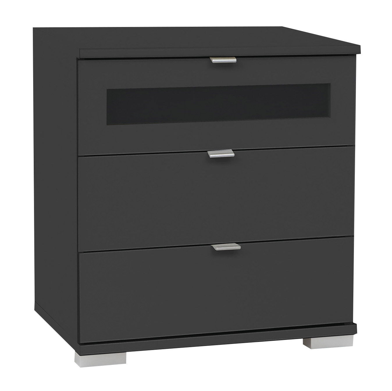 Z2 Nachtkonsole BOX PLUS Moderne Nachtkonsole in dunklem Design mit drei Schubladen, Frontansicht