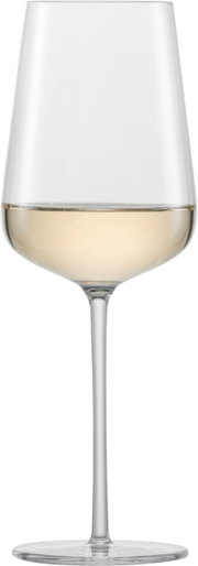 Rieslingglas Vervino, gefüllt mit Weißwein, in Frontalansicht