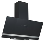 Moderne schwarze Dunstabzugshaube mit schrägem Design, Frontansicht