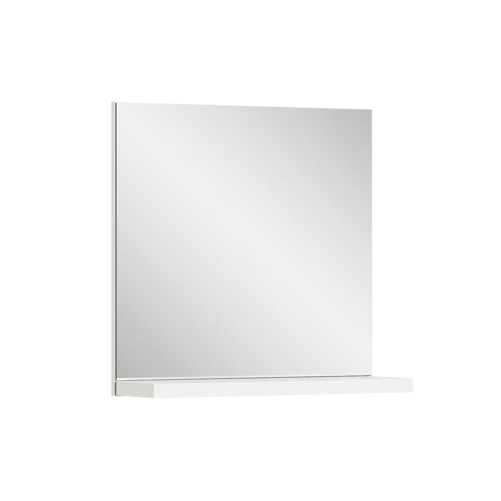 Moderner Wandspiegel mit rechteckigem Design und integrierter Ablage, seitliche Perspektive.