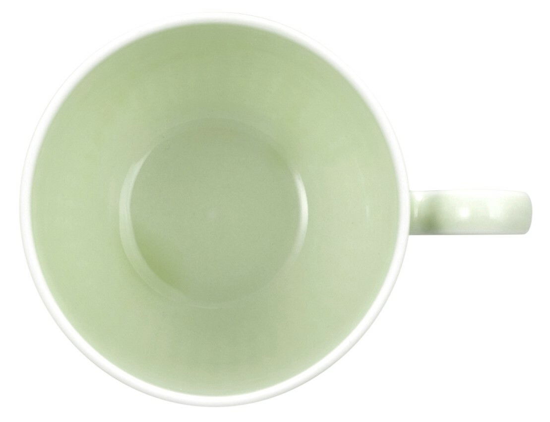 Espressotasse mit einem Fassungsvermögen von 0,10 l, in einer hellgrünen Farbe, von oben betrachtet.