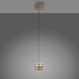 Moderne LED-Pendelleuchte in Braun, seitliche Perspektive