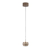 Moderne LED-Pendelleuchte in Braun, seitliche Perspektive