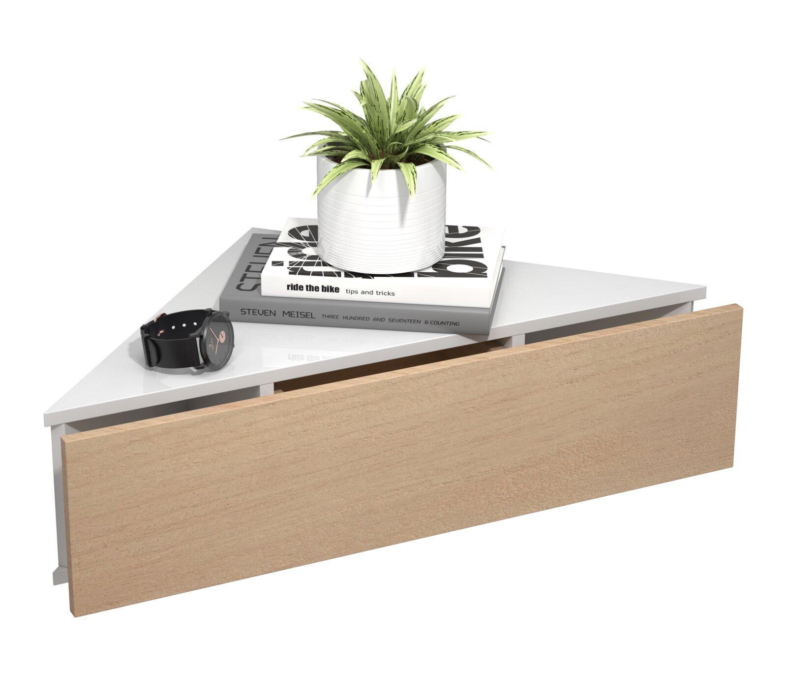 VCM Wandschublade USAL | weiss/braun | B/H/T ca. 60.00x15.00x42.40