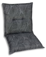 Graue Sesselauflage mit Blattmuster, Vorderansicht