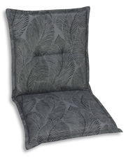 Graue Sesselauflage mit Blattmuster, Vorderansicht