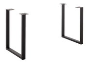Zwei schwarze Metalltischbeine in U-Form, frontal betrachtet, für einen Esstisch 160x90cm.
