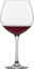 Rotweinglas Classico mit elegantem Stiel, gefüllt mit Rotwein, seitliche Perspektive