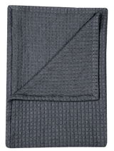 Graues Plaid 150x220cm in Draufsicht, gefaltet mit sichtbarer Struktur