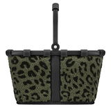 Leopardenmuster-Korb mit schwarzem Griff, Vorderansicht