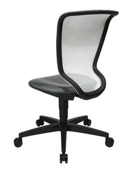 Moderner Drehstuhl mit Netzrückenlehne, seitliche Perspektive