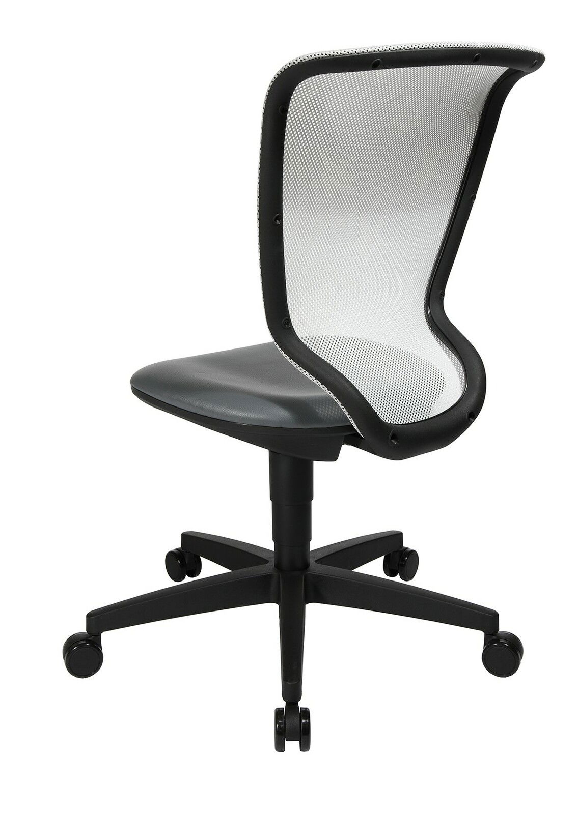 Moderner Drehstuhl mit Netzrückenlehne, seitliche Perspektive