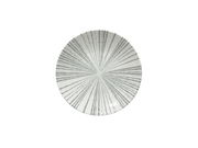 Porzellanteller mit grauem, strahlenförmigem Muster, Ansicht von oben