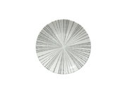 Porzellanteller mit grauem, strahlenförmigem Muster, Ansicht von oben