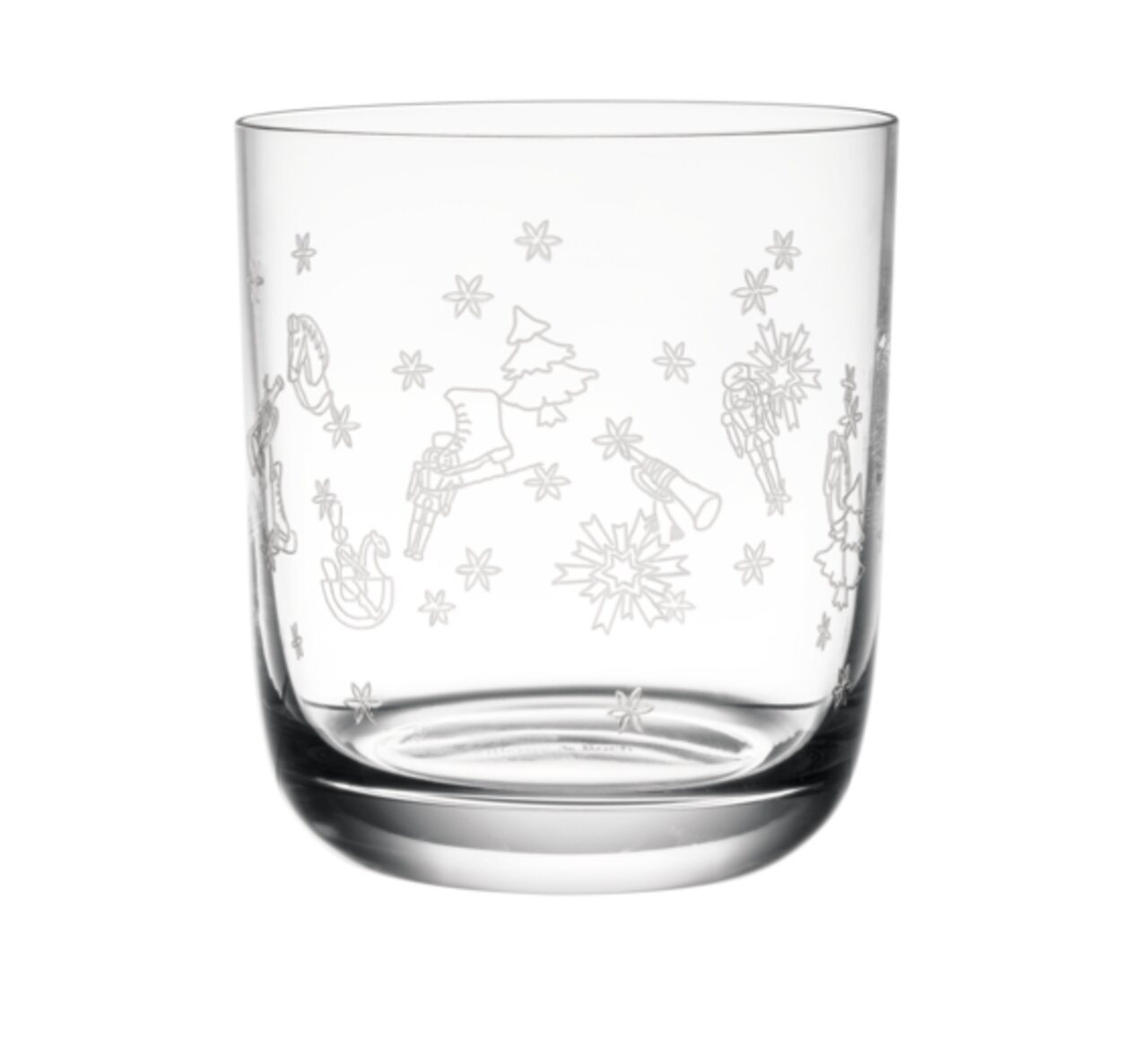 Waterglas met kerstmotieven, zijaanzicht