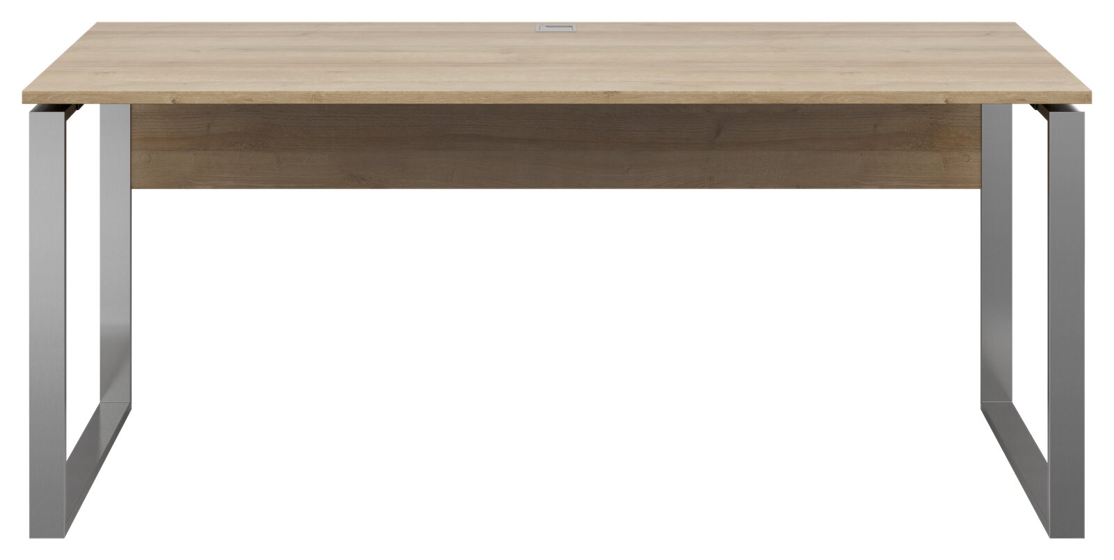 Voleo Schreibtisch NEVADA Moderner Schreibtisch mit Holzplatte und Metallbeinen, Frontalansicht